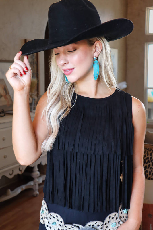 Cheyenne Vegan Suede Fringe Crop Top - 4 Colors