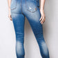 Women's High Waisted Medium Blue Distressed Skinny Jeans